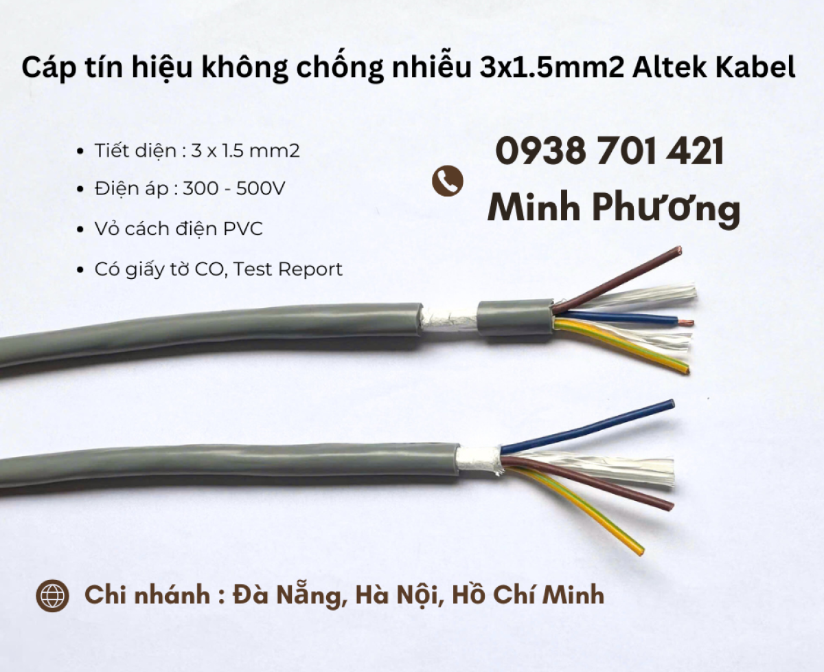 Cáp tín hiệu không chống nhiễu 3x1.5mm2 Altek Kabel chính hãng – giá tốt Đà Nẵng