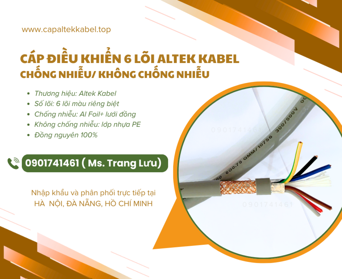 Cáp điều khiển 6x0.5, 6x0.75, 6x1.0, 6x1.5 Altek Kabel chính hãng