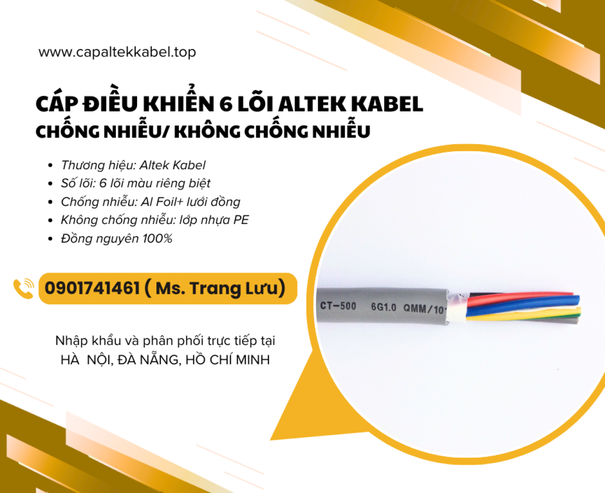 Cáp điều khiển 6x0.5, 6x0.75, 6x1.0, 6x1.5 Altek Kabel chính hãng