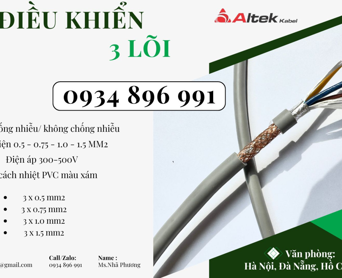 Cáp Điều Khiển 3x1.5 Chống Nhiễu Hà Nội, Hưng Yên, Bắc Ninh