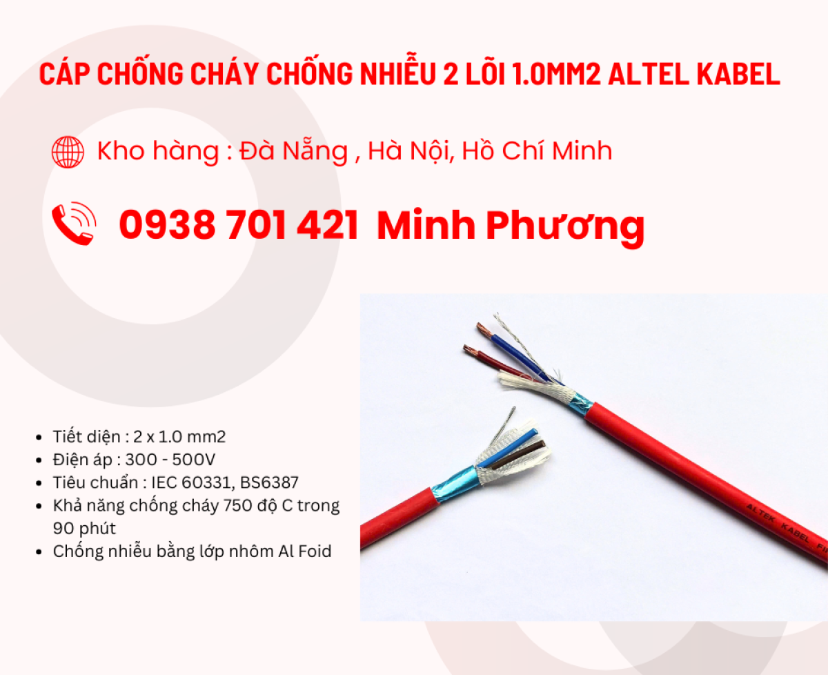 Cáp chống cháy chống nhiễu 2 lõi 1.0mm2 Altel Kabel giao ngay – toàn quốc