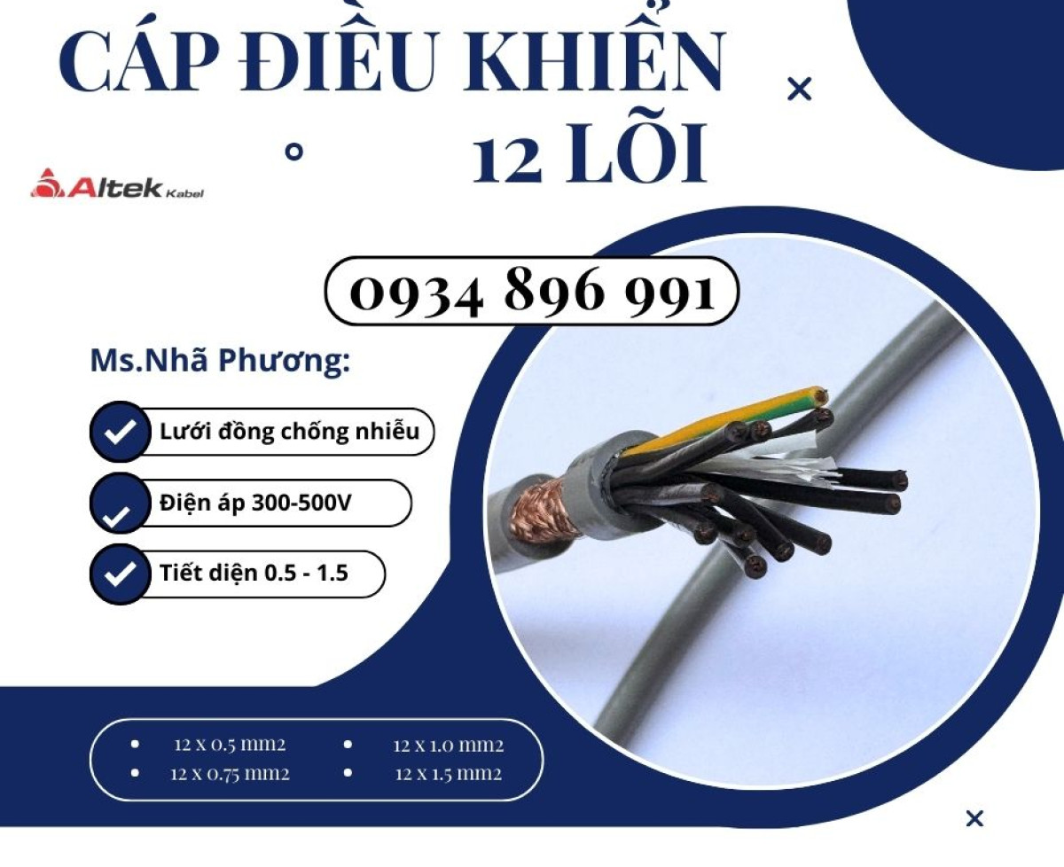 Cáp Điều Khiển 12x0.5 Chống Nhiễu Đà Nẵng, Huế, Quảng Trị