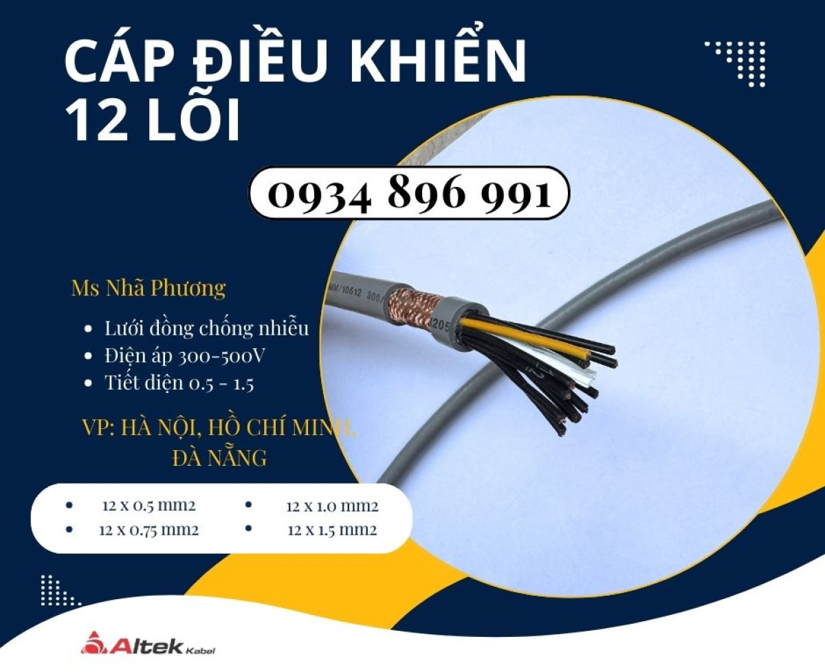 Cáp Điều Khiển 12x0.5 Chống Nhiễu Đà Nẵng, Huế, Quảng Trị