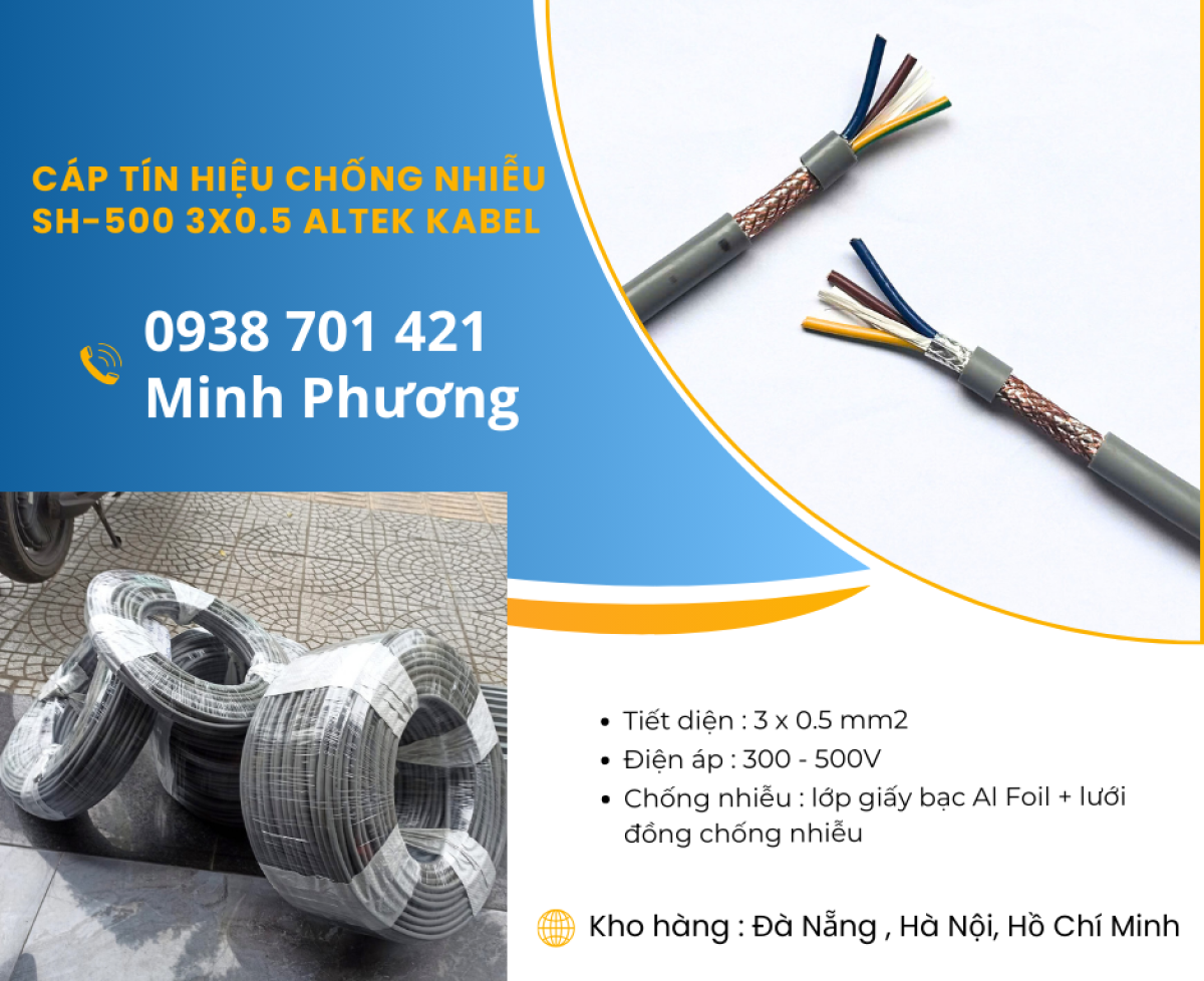 Cáp tín hiệu chống nhiễu SH-500 3x0.5 sẵn kho Đà Nẵng, Hà Nội, Hồ Chí Minh