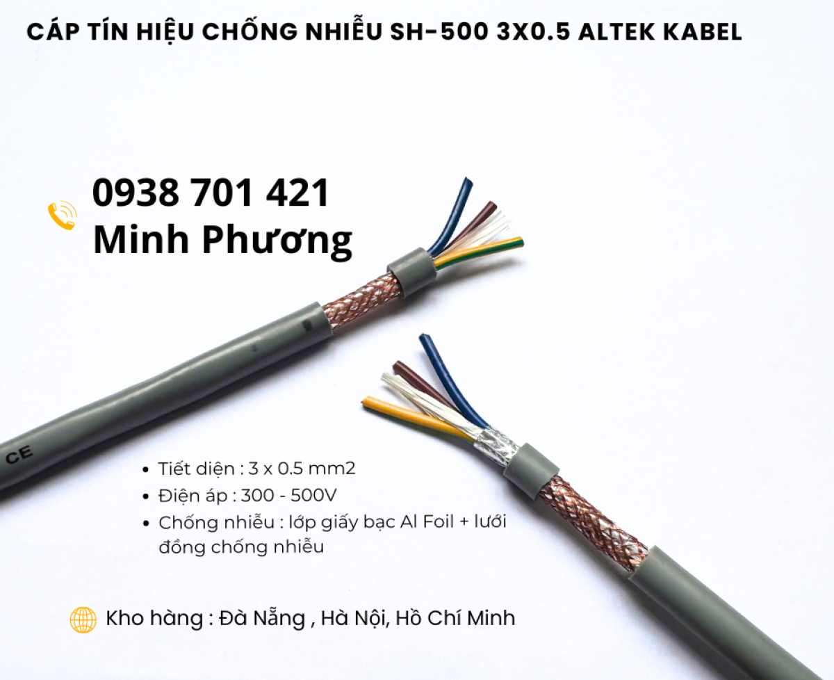 Cáp tín hiệu chống nhiễu SH-500 3x0.5 sẵn kho Đà Nẵng, Hà Nội, Hồ Chí Minh