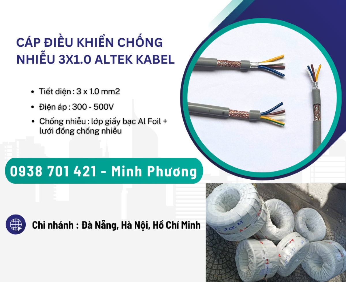 Cáp điều khiển chống nhiễu 3x1.0 Quãng Bình, Quảng Nam, Thanh Hóa