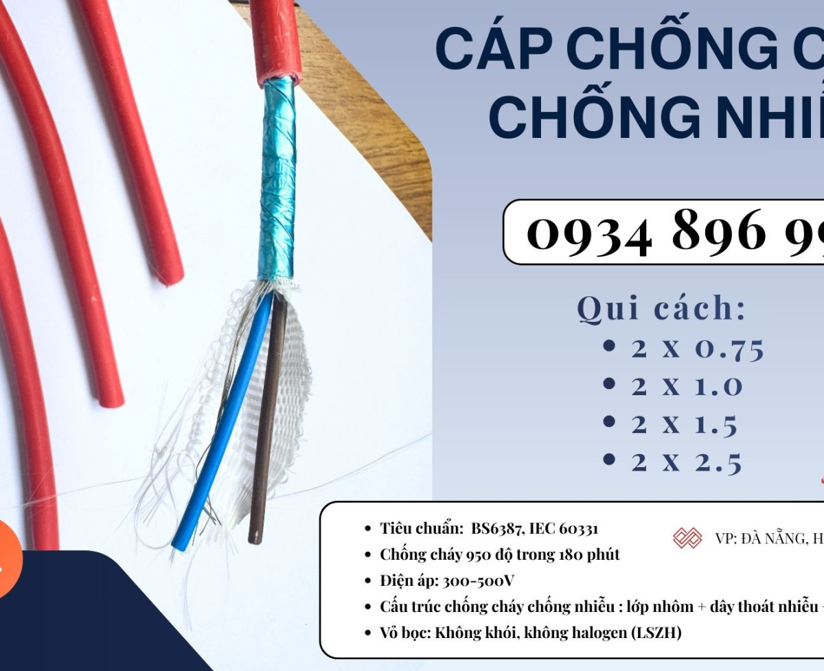 Dây Cáp Chống Cháy Chống Nhiễu 2x1.5 - Đà Nẵng, Huế, Quảng Trị