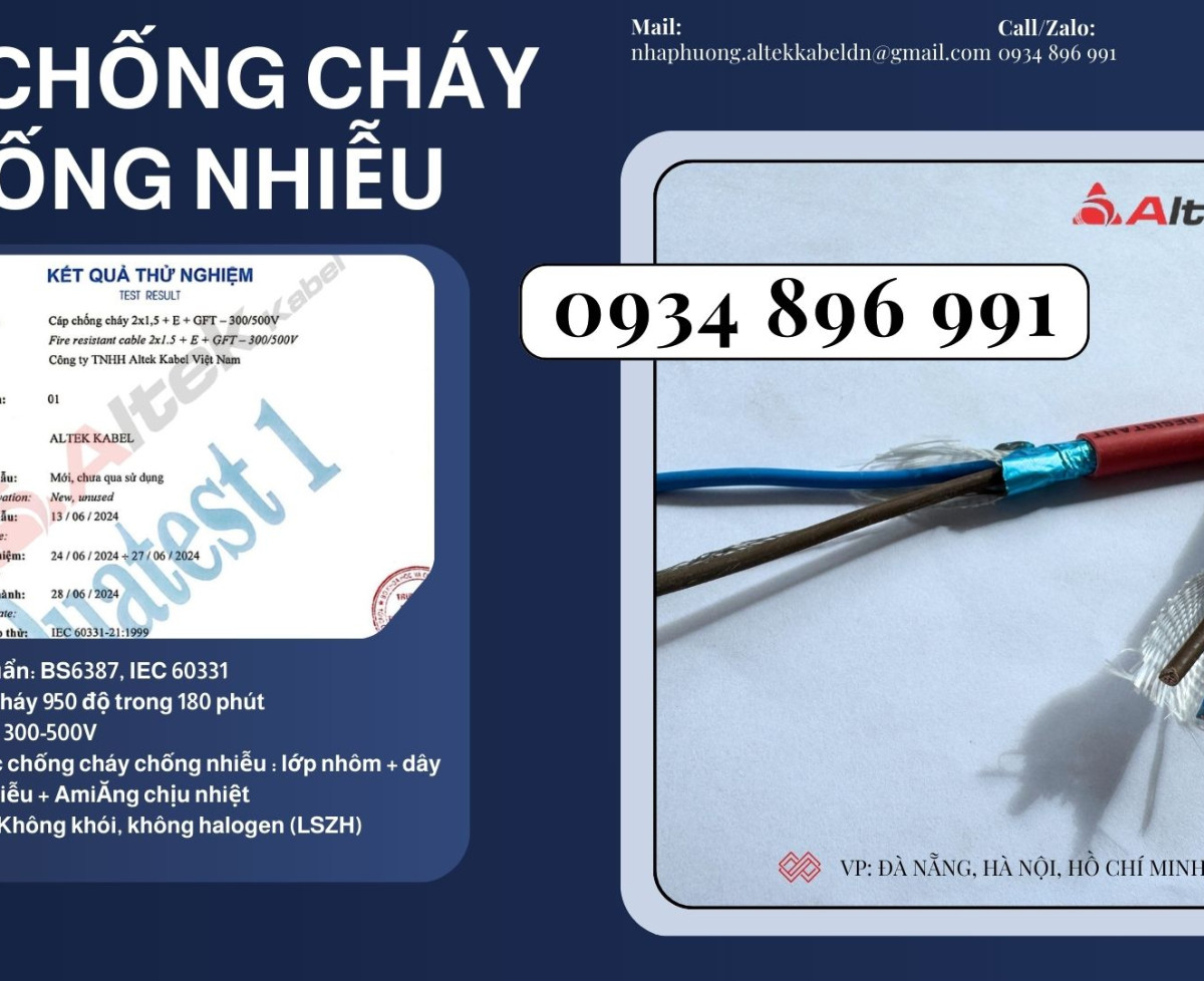 Dây Cáp Chống Cháy Chống Nhiễu 2x1.5 - Đà Nẵng, Huế, Quảng Trị