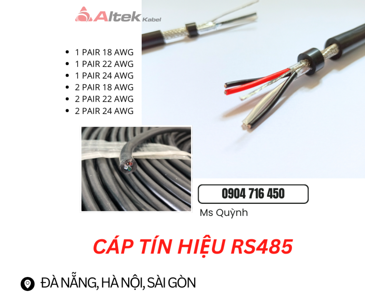 Cáp solar RS485 18awg Altek Kabel Đà Nẵng, Sài Gòn, Hà Nội, Huế, Bình Định, Gia Lai