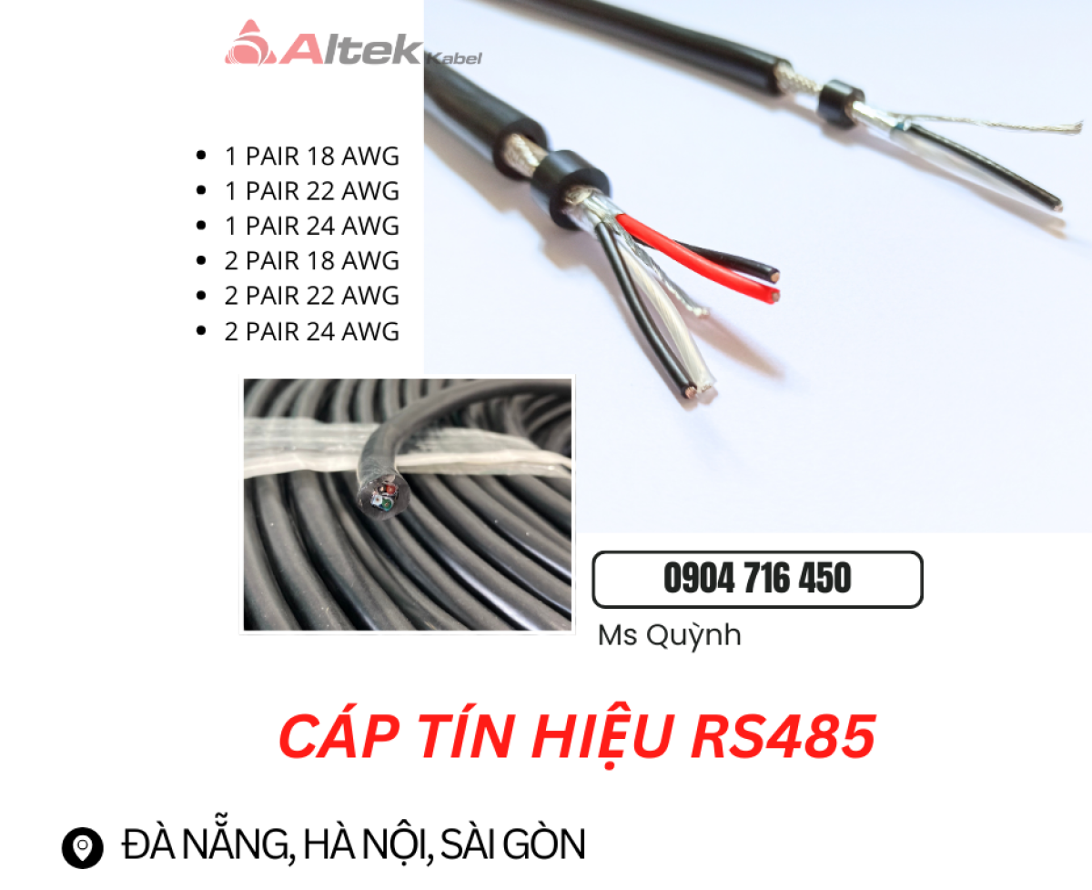 Cáp solar RS485 18awg Altek Kabel Đà Nẵng, Sài Gòn, Hà Nội, Huế, Bình Định, Gia Lai