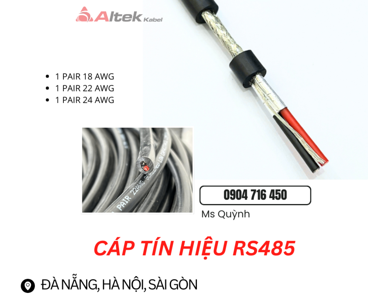Cáp solar RS485 18awg Altek Kabel Đà Nẵng, Sài Gòn, Hà Nội, Huế, Bình Định, Gia Lai
