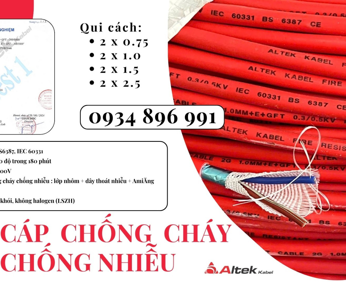 Dây Điện Chống Cháy Chống Nhiễu 2x2.5 Mm2 Sẵn Hà Nội, Hưng Yên, Bắc Ninh