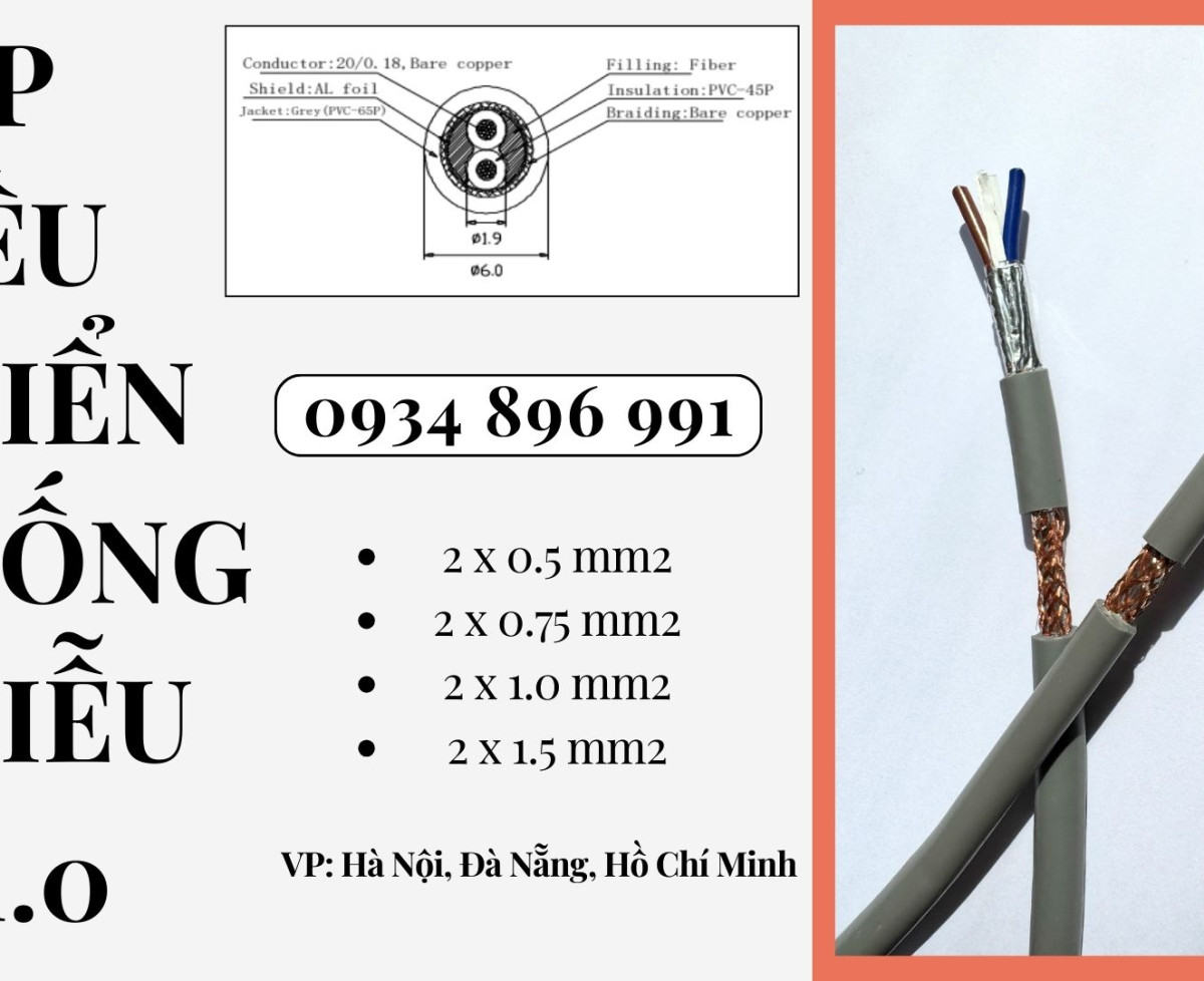 CÁP CHỐNG NHIỄU 2 LÕI 1.0MM2 HÀ NỘI, HƯNG YÊN, BẮC NINH