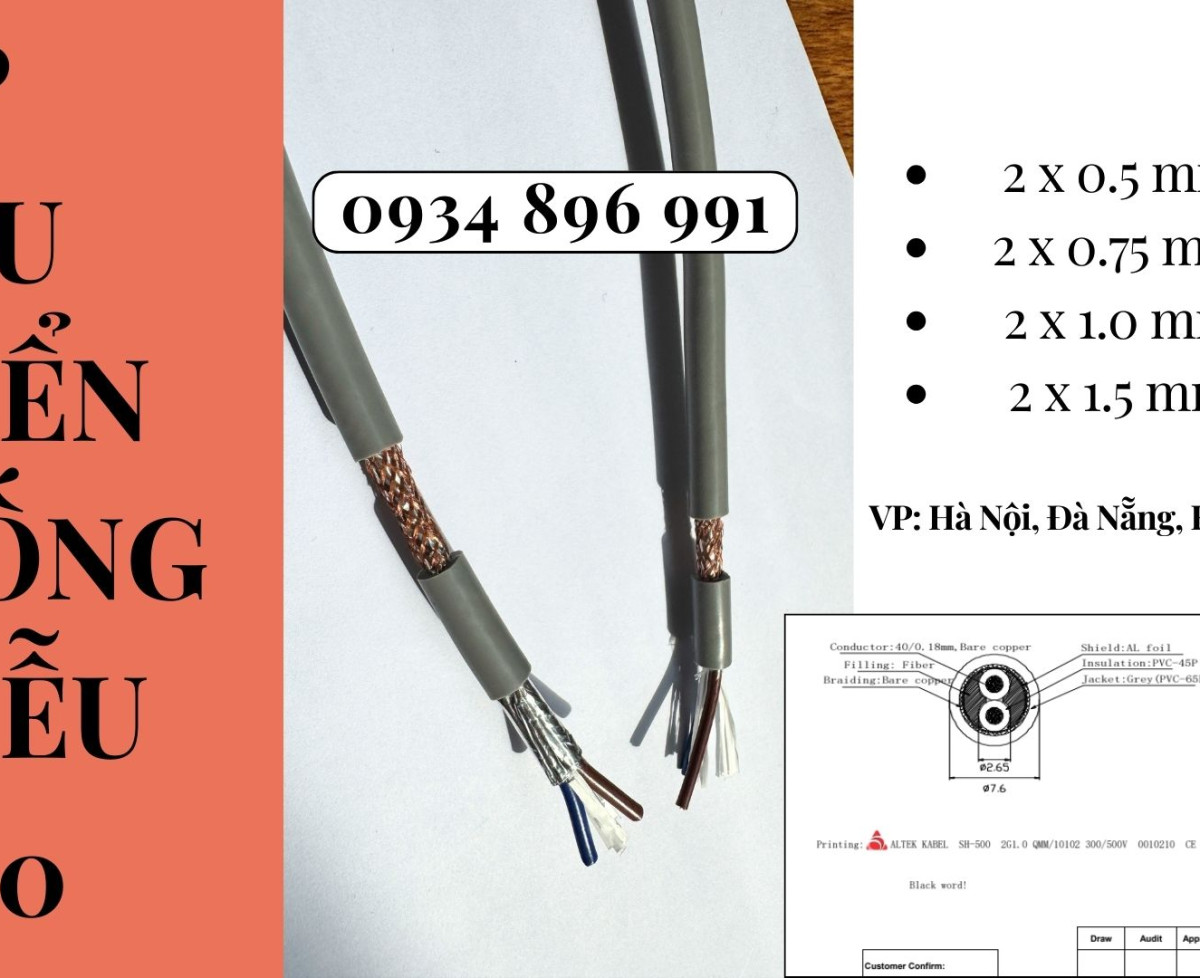 CÁP CHỐNG NHIỄU 2 LÕI 1.0MM2 HÀ NỘI, HƯNG YÊN, BẮC NINH