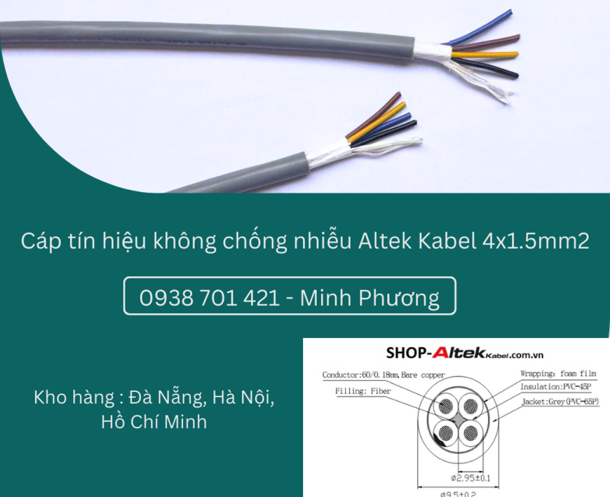 Cáp điều khiển không lưới chống nhiễu 4x1.5mm2 Altek Kabel  Phú Yên, Khánh Hòa, Ninh Thuận