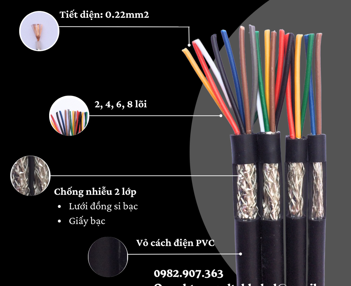 Cáp tín hiệu lõi đồng 0.22mm, chống nhiễu Altek