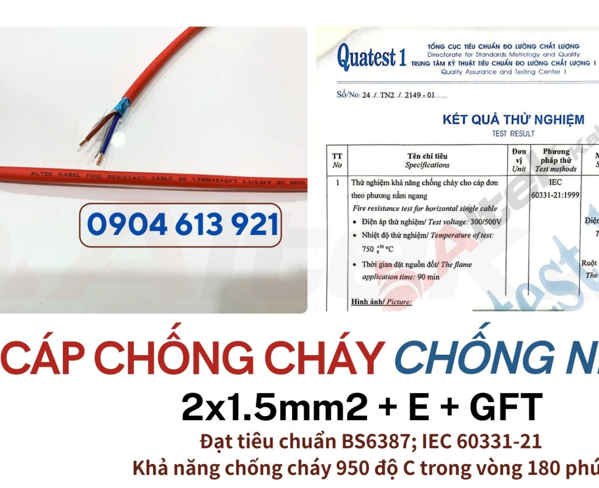 Dây báo cháy chống cháy chống nhiễu 2x1.0mm2 Altek Kabel