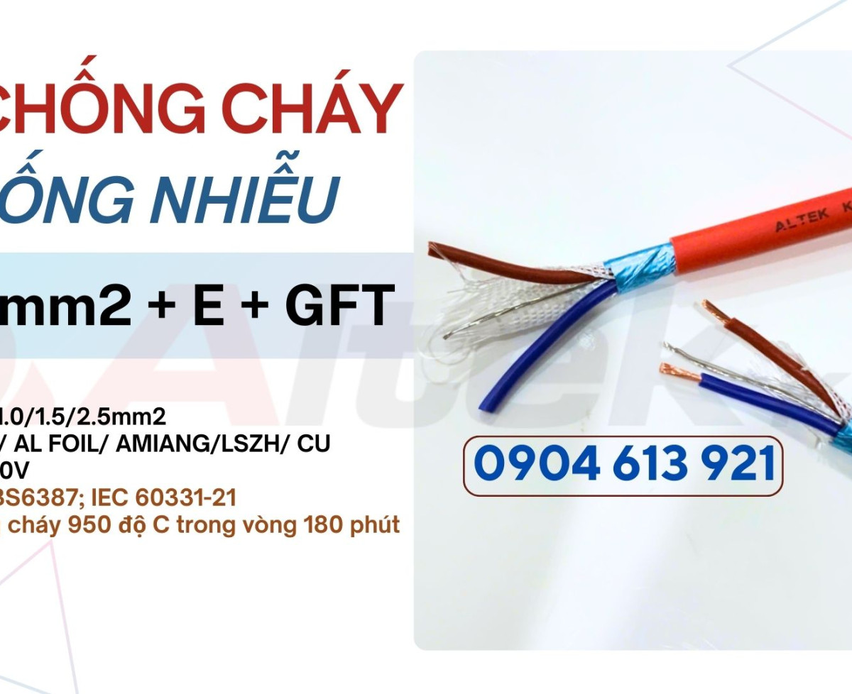 Dây báo cháy chống cháy chống nhiễu 2x1.0mm2 Altek Kabel