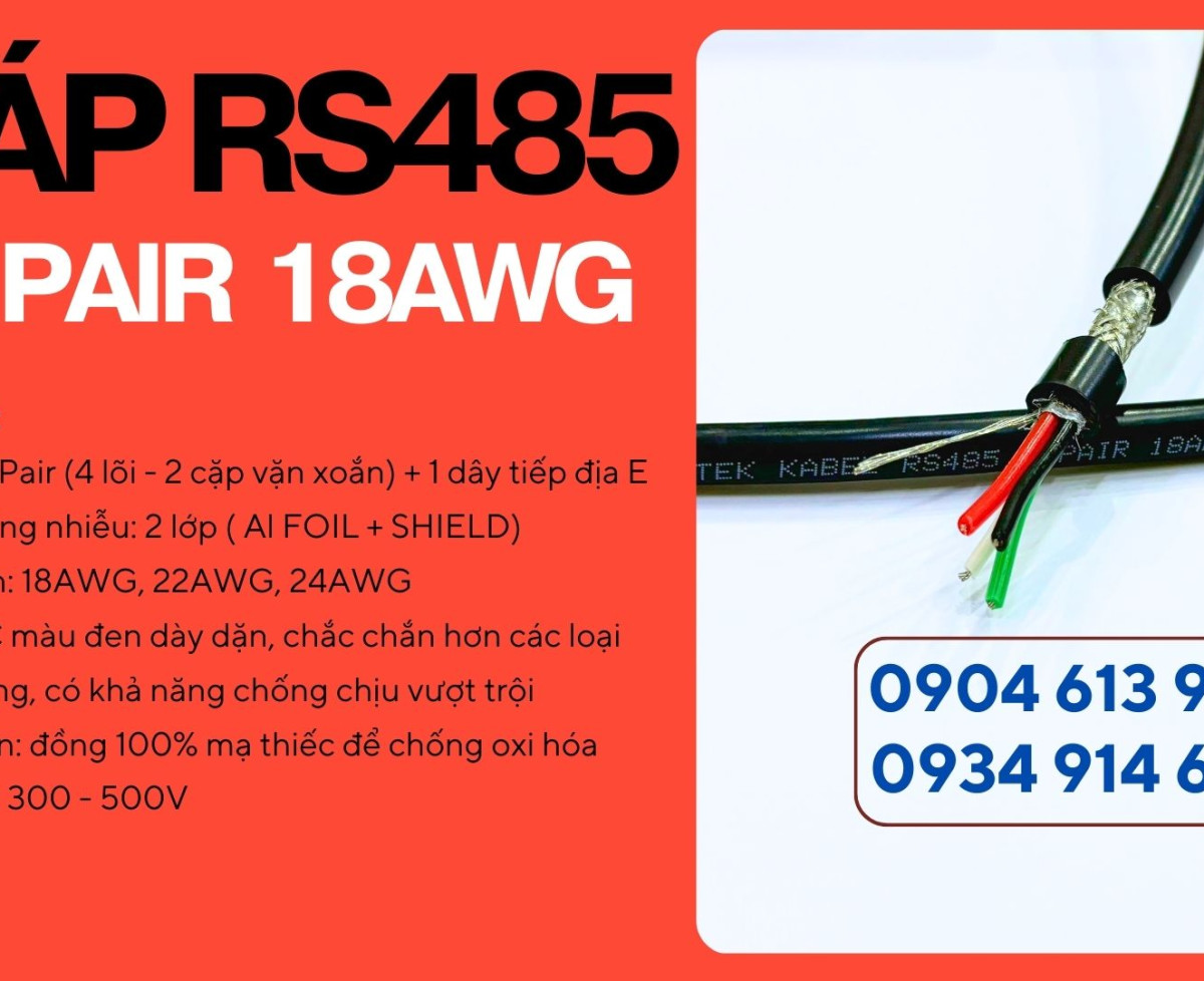 Cáp truyền thông RS485 vặn xoắn chống nhiễu 2 lớp 1 pair 18AWG Altek Kabel