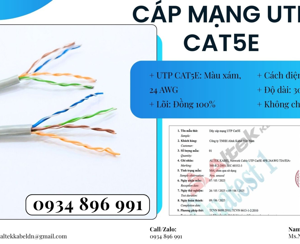Cáp Mạng UTP Cat5e Tại Quảng Bình, Quảng Ngãi, Quảng Nam
