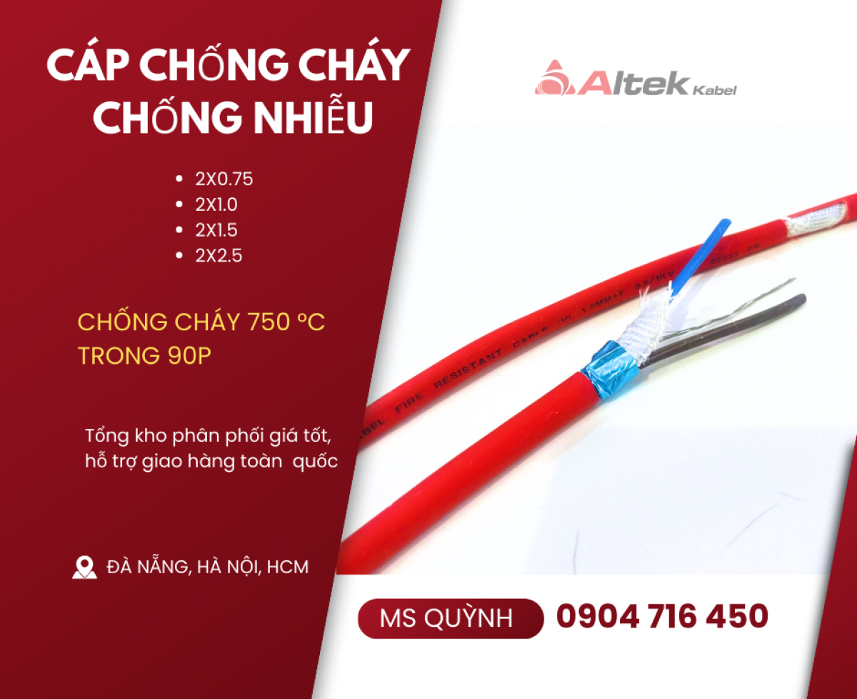 Cáp Chống Cháy Chống Nhiễu Altek Kabel 2x 0.75, 2x1.0, 2x1.5, 2x2.5 FR