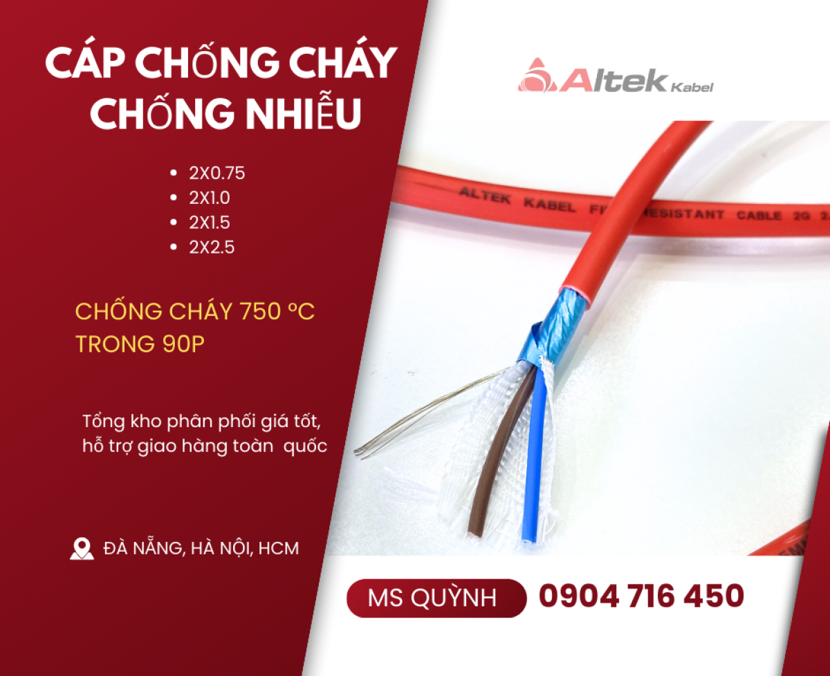 Cáp Chống Cháy Chống Nhiễu Altek Kabel 2x 0.75, 2x1.0, 2x1.5, 2x2.5 FR