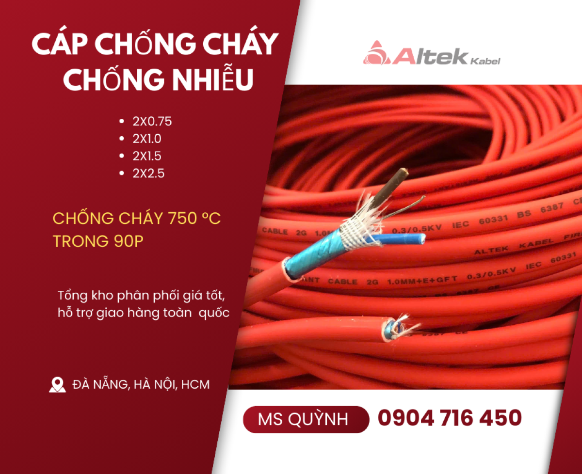 Cáp Chống Cháy Chống Nhiễu Altek Kabel 2x 0.75, 2x1.0, 2x1.5, 2x2.5 FR