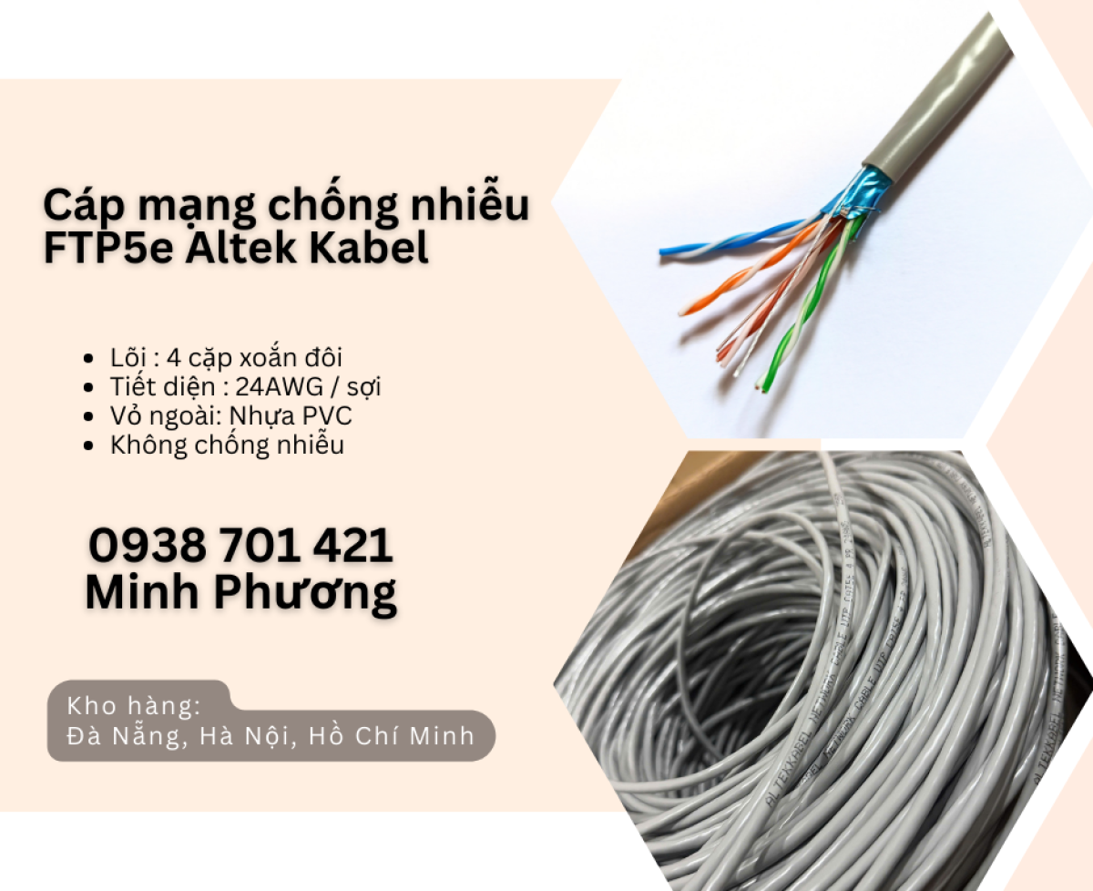 Cáp mạng chống nhiễu FTP5e giao ngay Ninh Thuận, Bình Thuận, Kon Tum