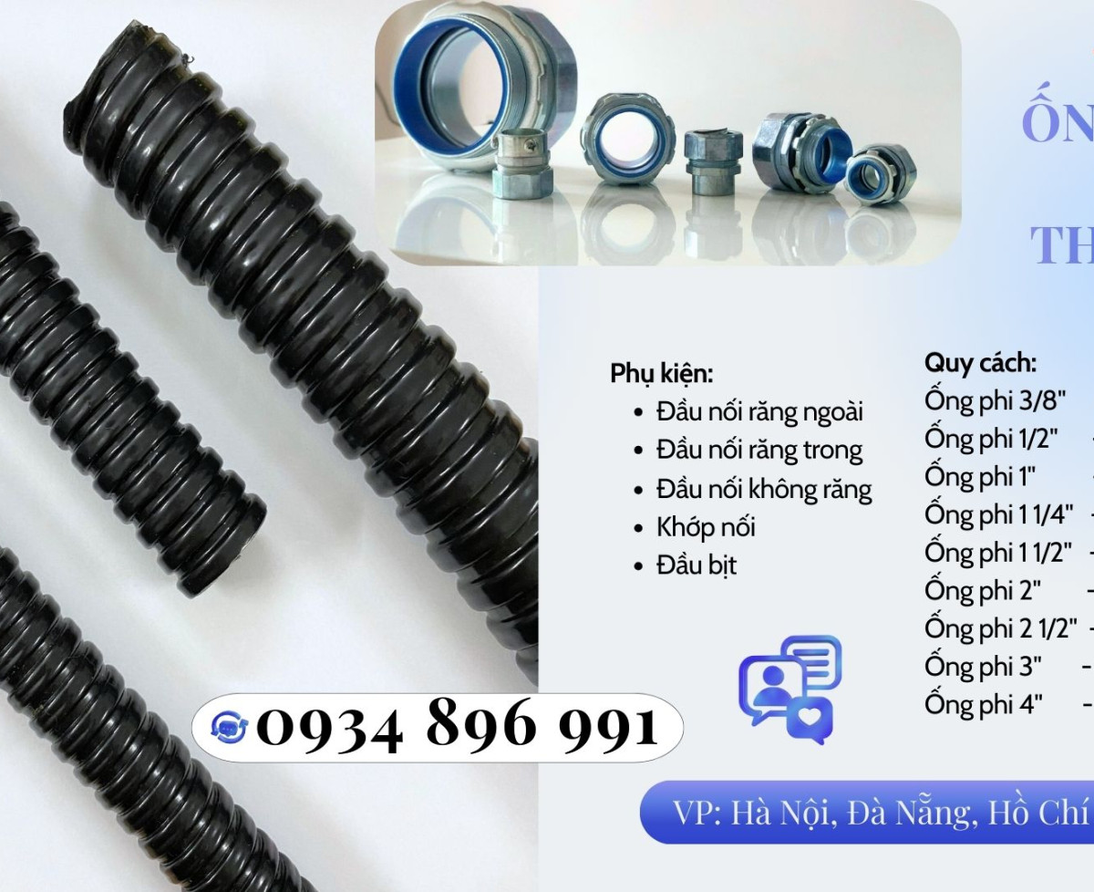 Ống Ruột Gà Lõi Thép Và Đầu Nối Lắp Phi 40 Khánh Hòa, Bình Định, Gia Lai