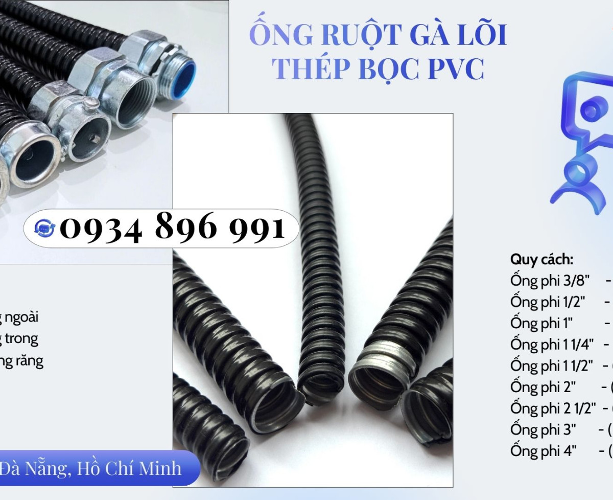 Ống Ruột Gà Lõi Thép Và Đầu Nối Lắp Phi 40 Khánh Hòa, Bình Định, Gia Lai