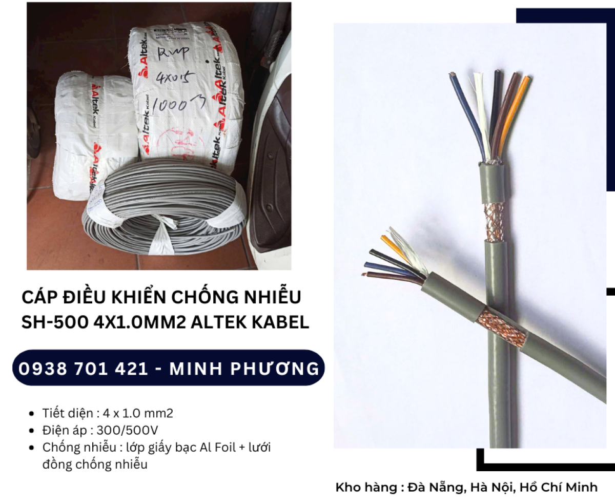 Dây cáp điều khiển chống nhiễu SH-500 4x1.0mm2 Đà Nẵng, Hồ Chí Minh, Hà Nội