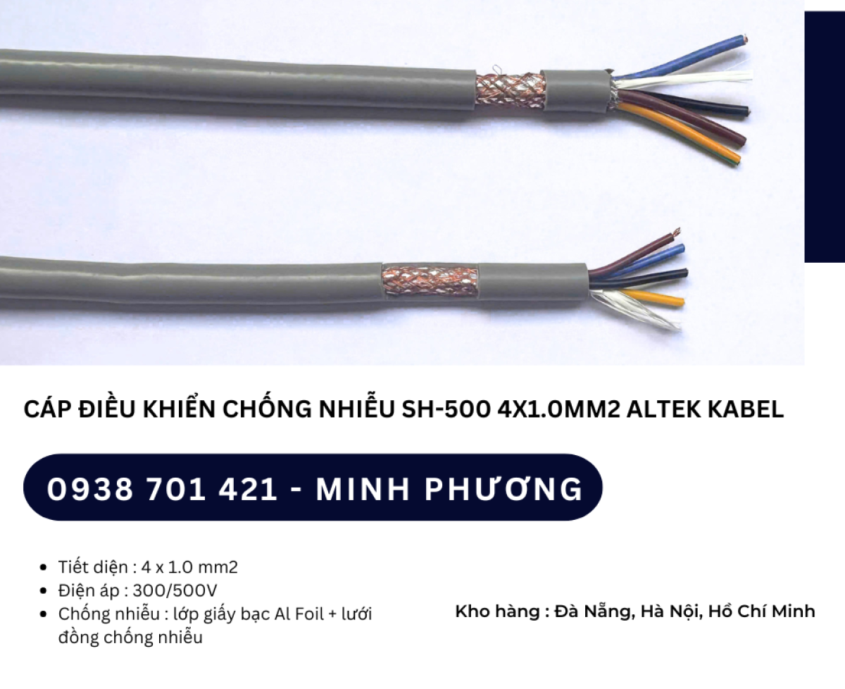 Dây cáp điều khiển chống nhiễu SH-500 4x1.0mm2 Đà Nẵng, Hồ Chí Minh, Hà Nội
