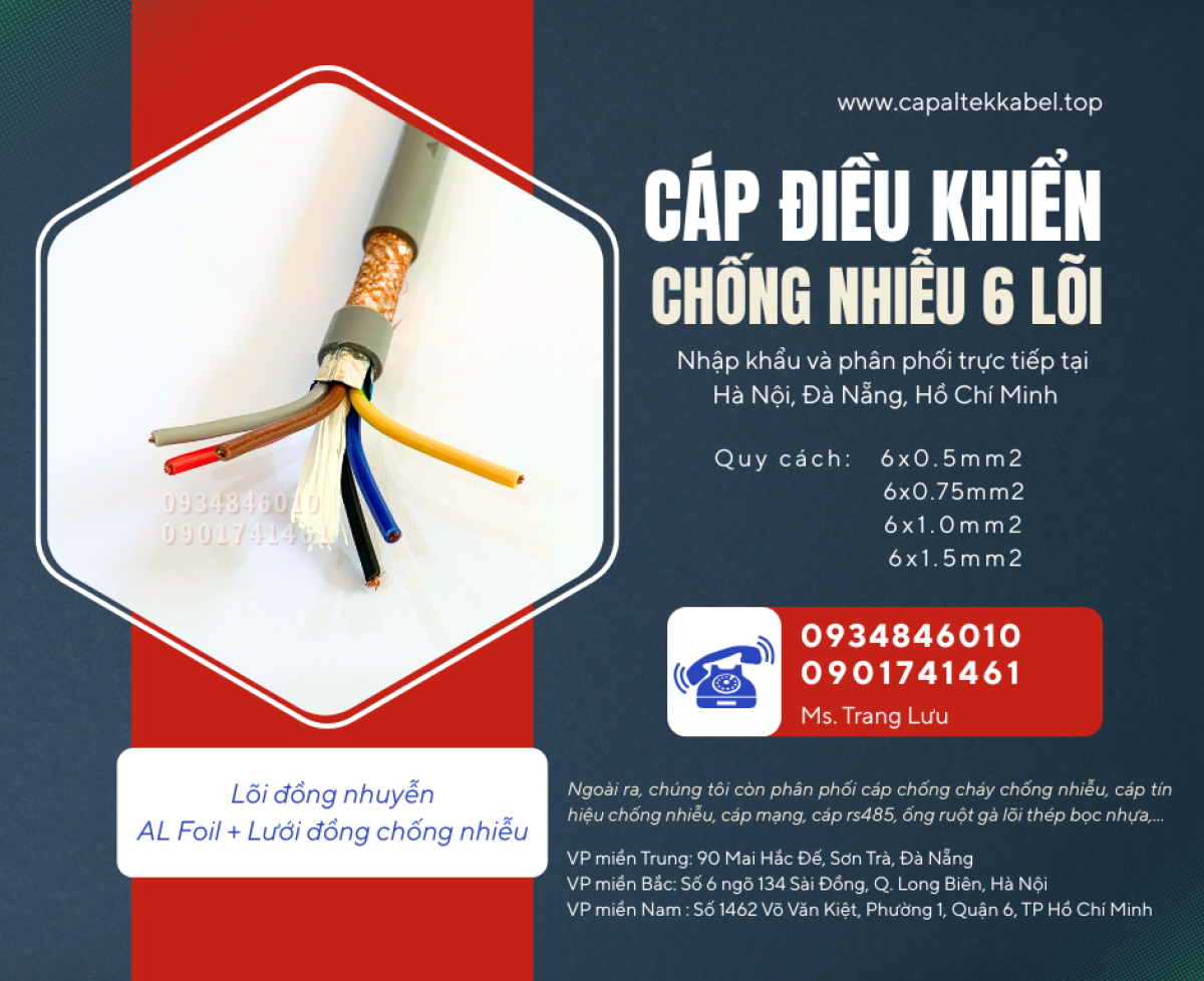 Cáp điều khiển 6x0.5, 6x0.75, 6x1.0, 6x1.5 SH-500 Altek Kabel