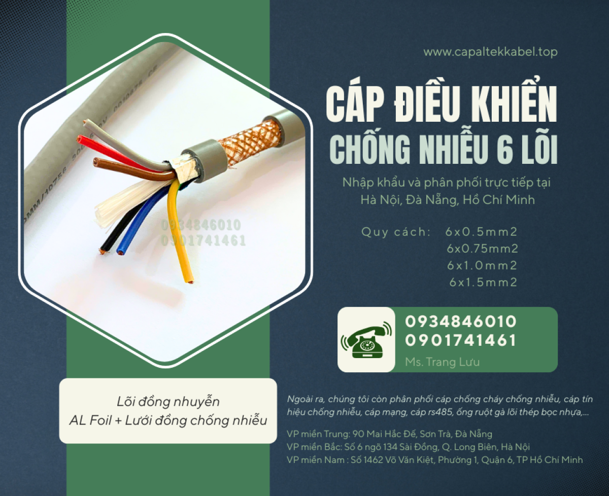 Cáp điều khiển 6x0.5, 6x0.75, 6x1.0, 6x1.5 SH-500 Altek Kabel