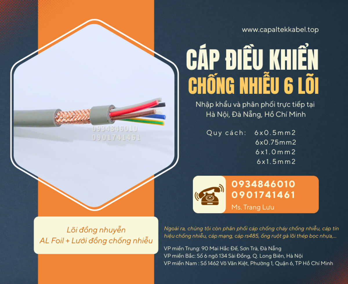Cáp điều khiển 6x0.5, 6x0.75, 6x1.0, 6x1.5 SH-500 Altek Kabel