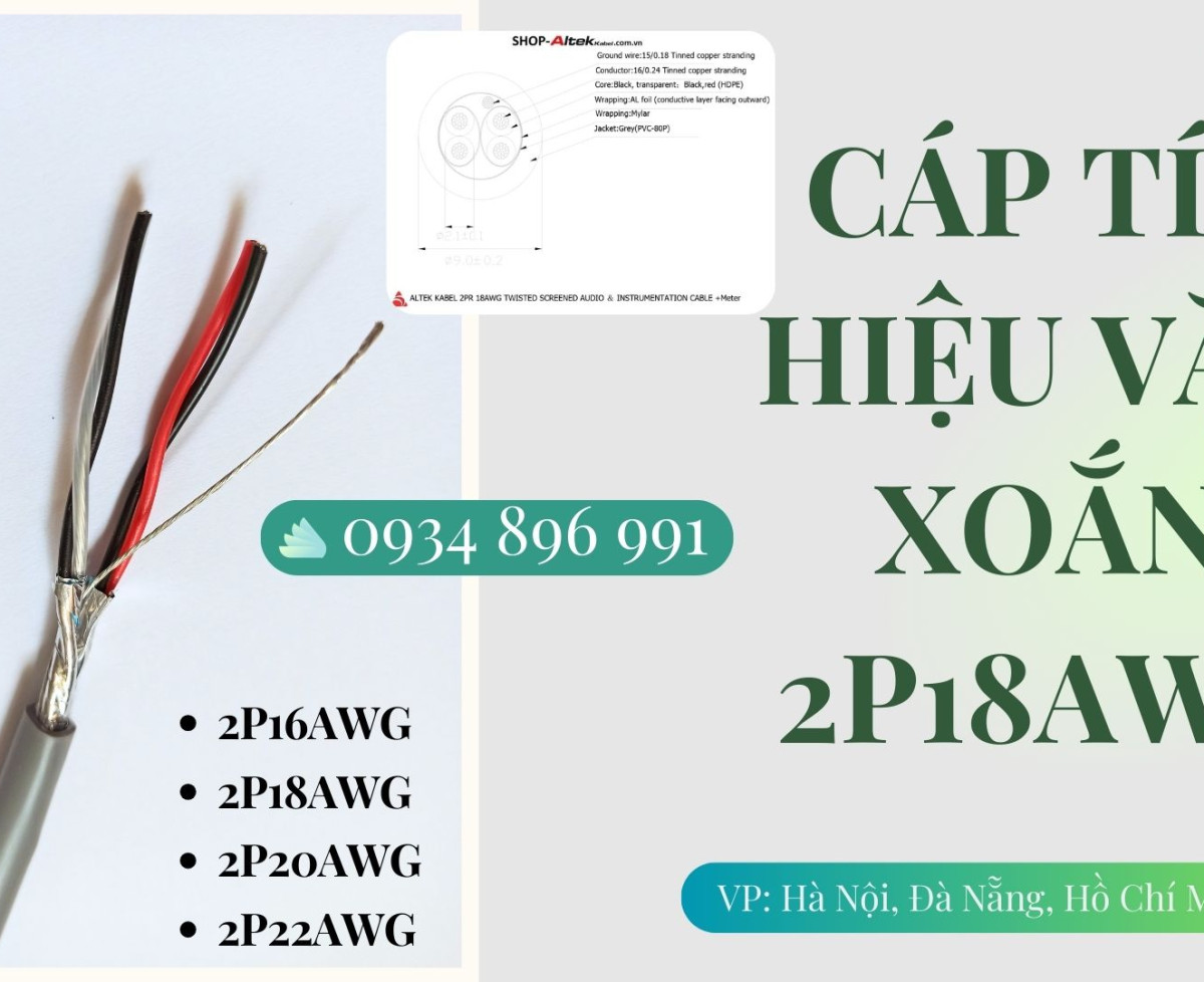 Cáp tín hiệu vặn xoắn 2 Pair 20 AWG – Giao hàng Cần Thơ, An Giang, Đồng Tháp