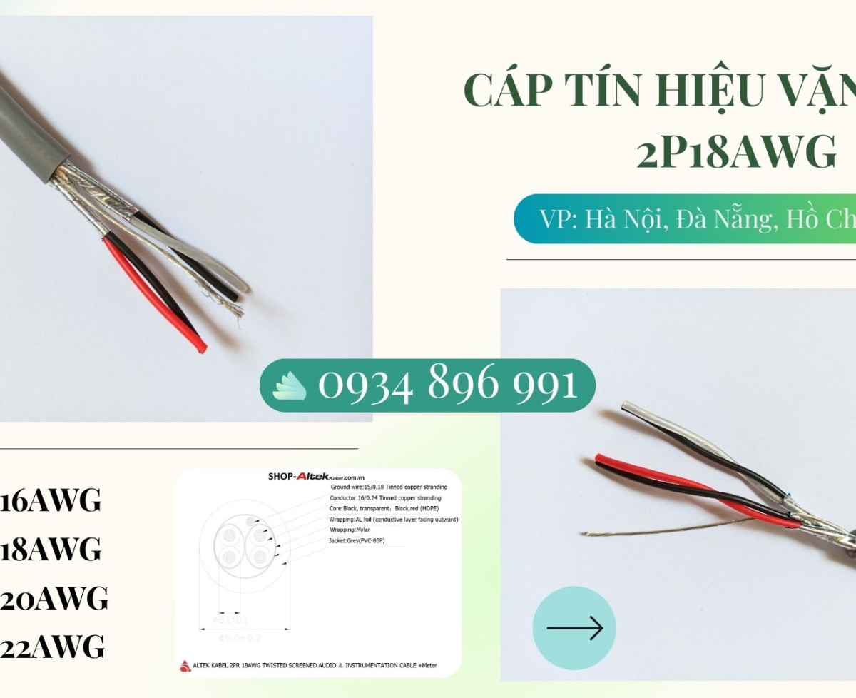 Cáp tín hiệu vặn xoắn 2 Pair 20 AWG – Giao hàng Cần Thơ, An Giang, Đồng Tháp