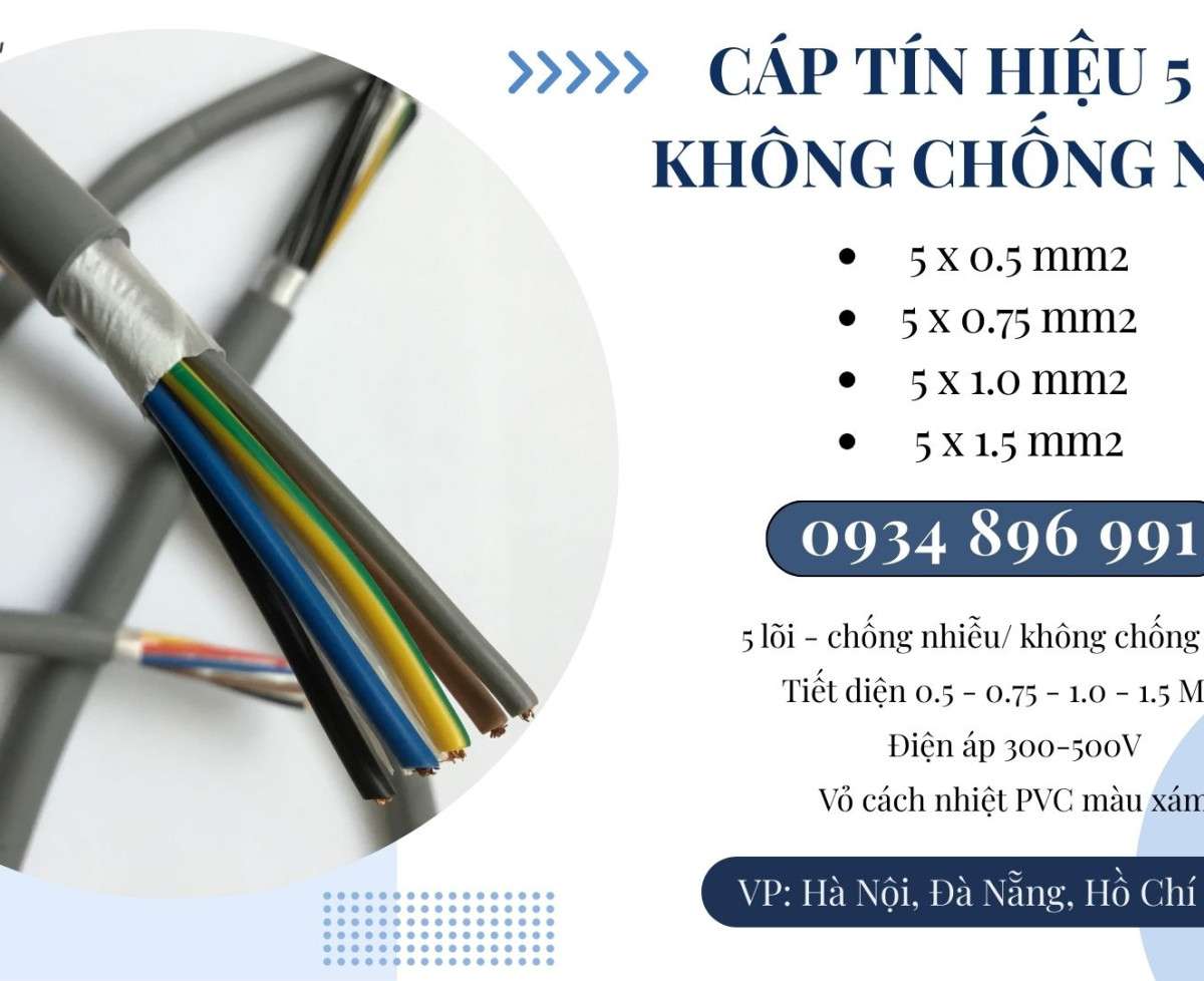 Cáp Tín Hiệu Không Chống Nhiễu 5×1.0mm² Nghệ an, Thanh Hóa, Hà Tĩnh