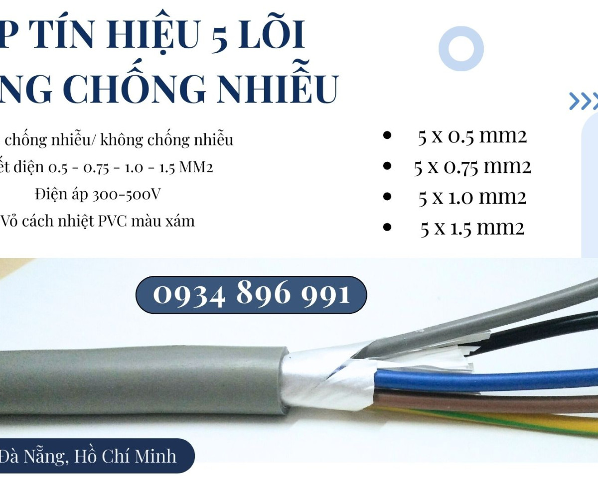 Cáp Tín Hiệu Không Chống Nhiễu 5×1.0mm² Nghệ an, Thanh Hóa, Hà Tĩnh