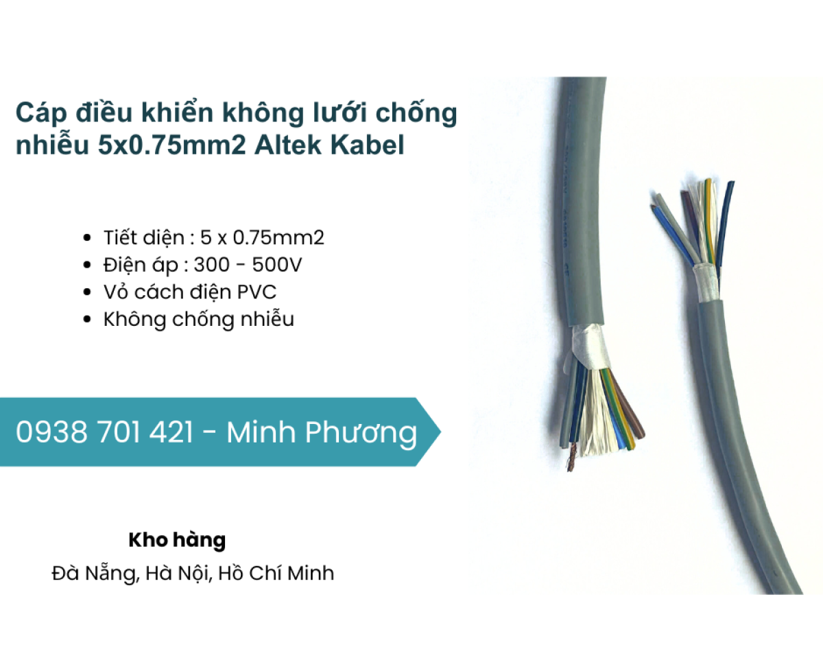 Cáp điều khiển không lưới chống nhiễu 5x0.75mm2 Altek Kabel Bình Định, Quảng Trị