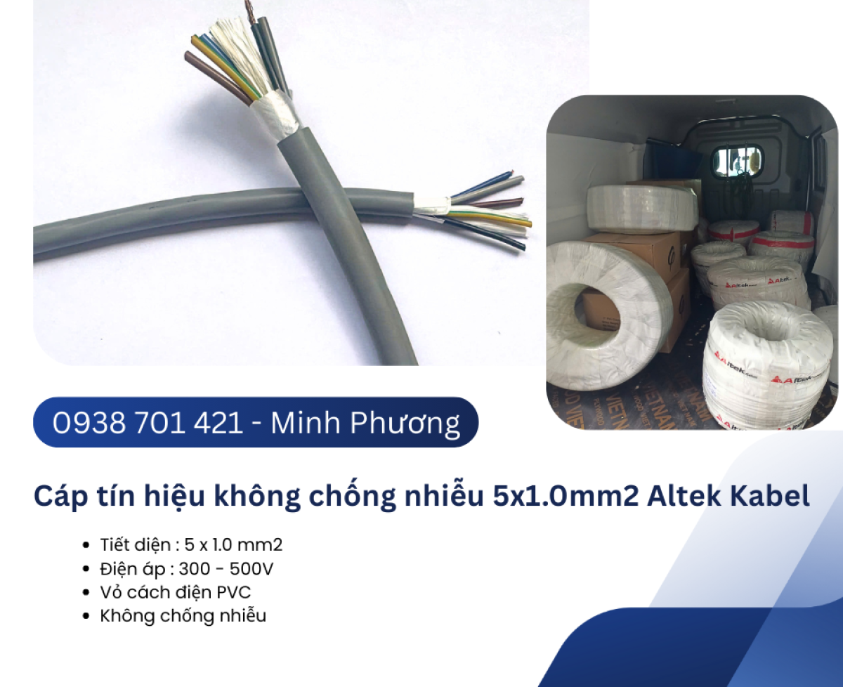 Cáp tín hiệu không chống nhiễu 5x1.0mm2 Altek Kabel Đà Nẵng, Khánh Hòa, Đắk Lắk