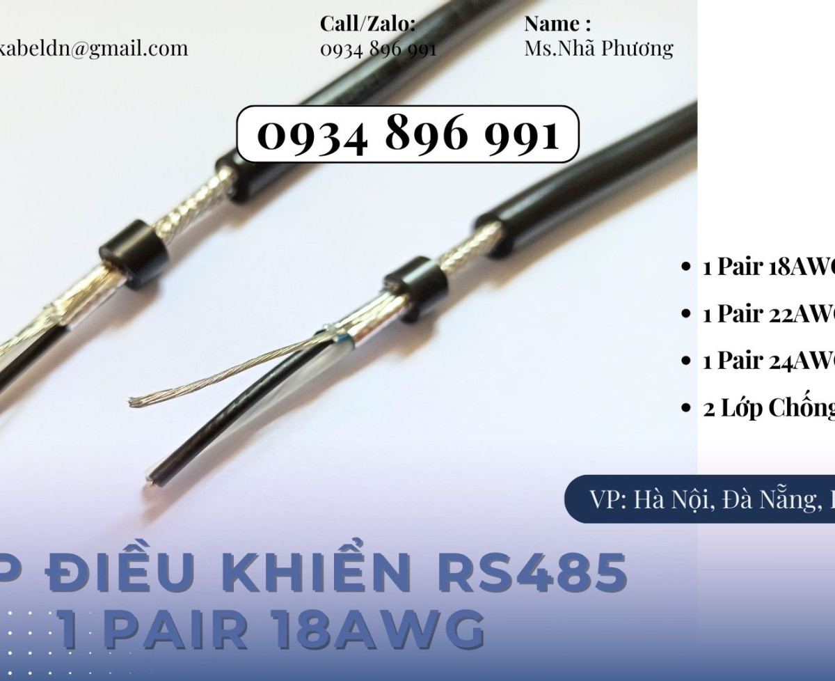 Cáp Truyền Thông Rs485 1 Pair 18 Awg Khánh Hòa, Gia Lai, Bình Định.