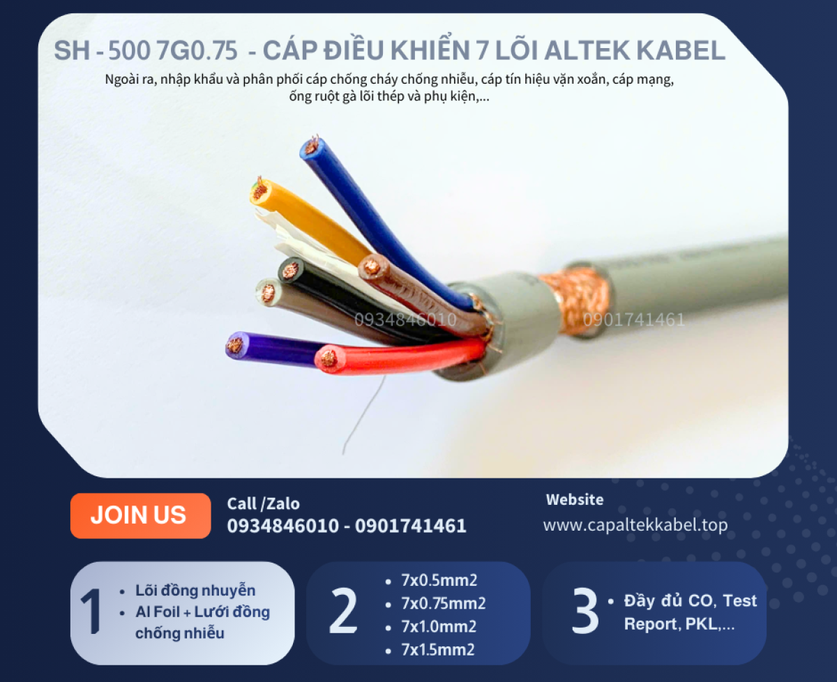 Đà Nẵng phân phối cáp điều khiển chống nhiễu 7x0.75