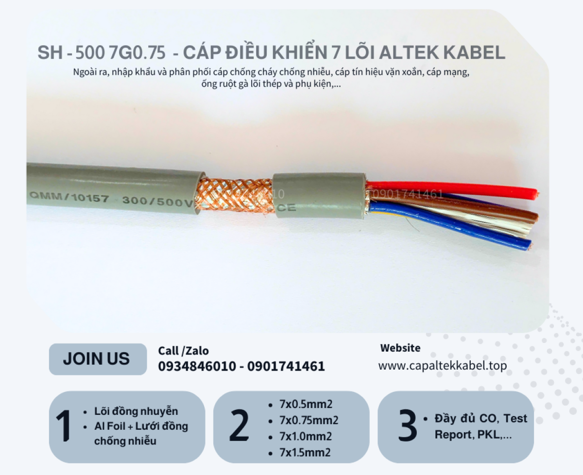Đà Nẵng phân phối cáp điều khiển chống nhiễu 7x0.75