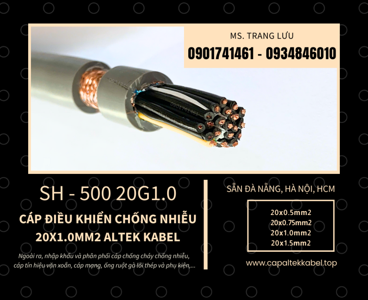 Phân phối cáp điều khiển chống nhiễu 20x1.0 Đà Nẵng, Hà Nội