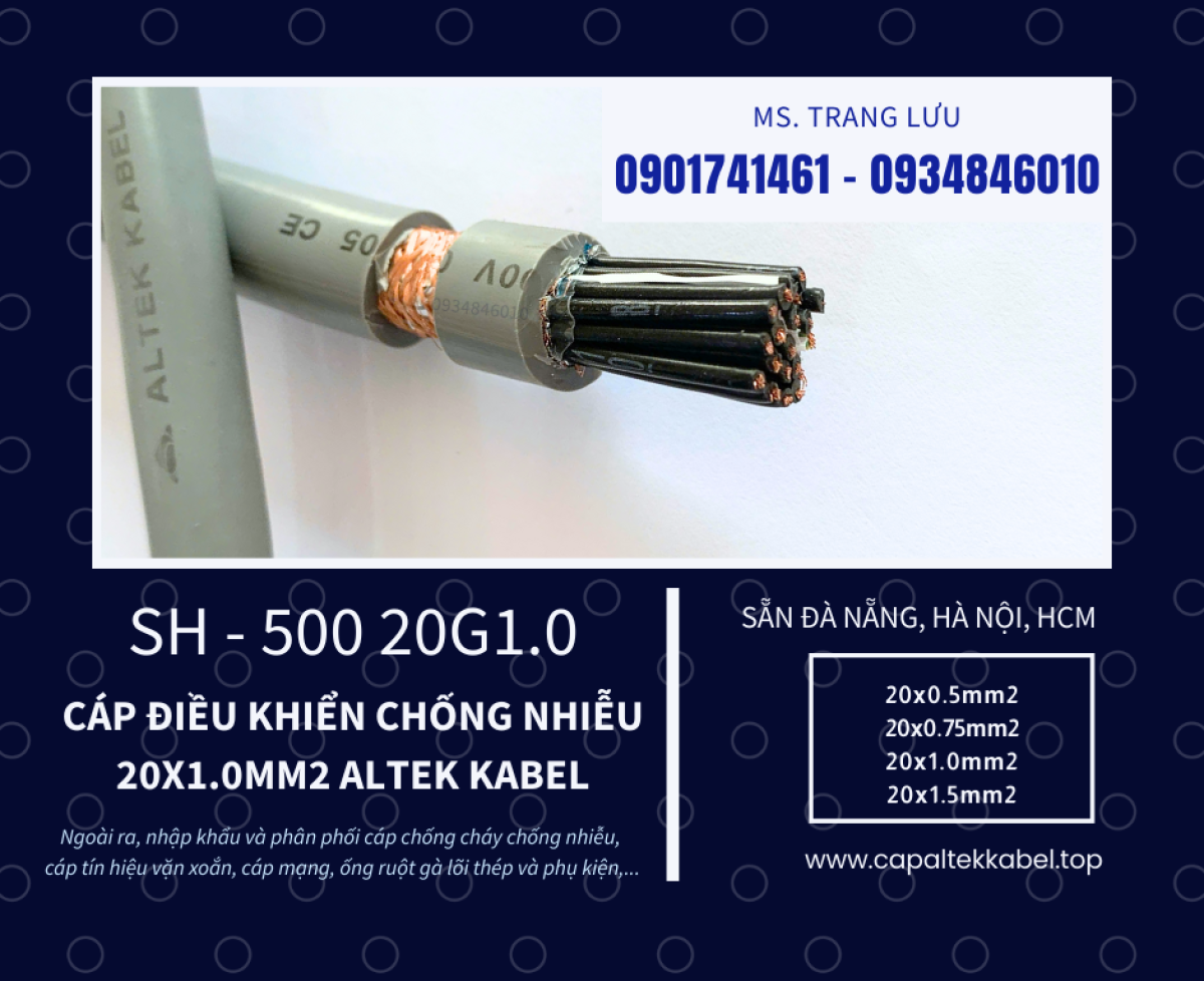 Phân phối cáp điều khiển chống nhiễu 20x1.0 Đà Nẵng, Hà Nội