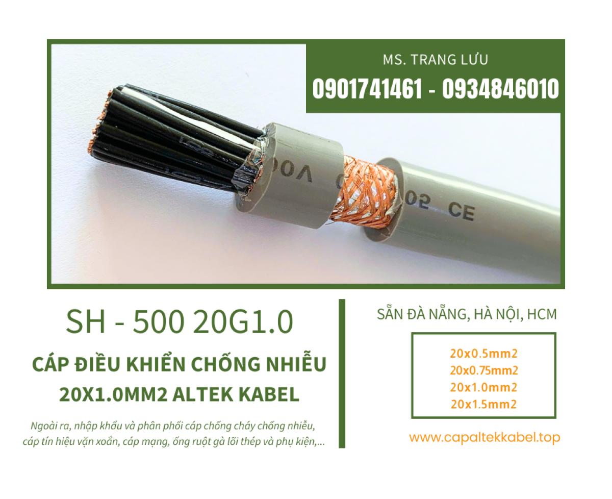 Phân phối cáp điều khiển chống nhiễu 20x1.0 Đà Nẵng, Hà Nội