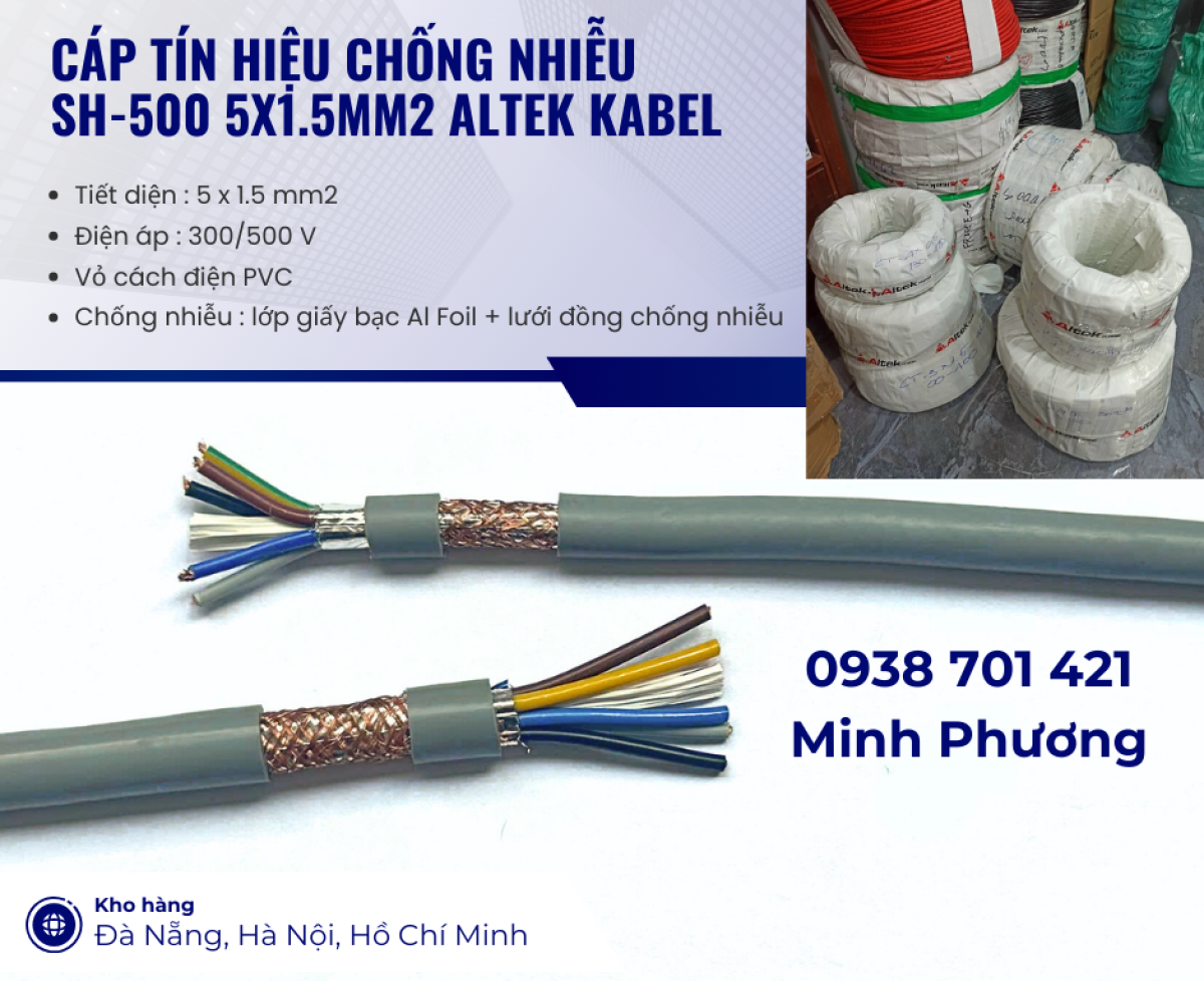 Cáp tín hiệu chống nhiễu sh-500 5x1.5mm2 Altek Kabel Đà Nẵng, Cần Thơ, Kiên Giang