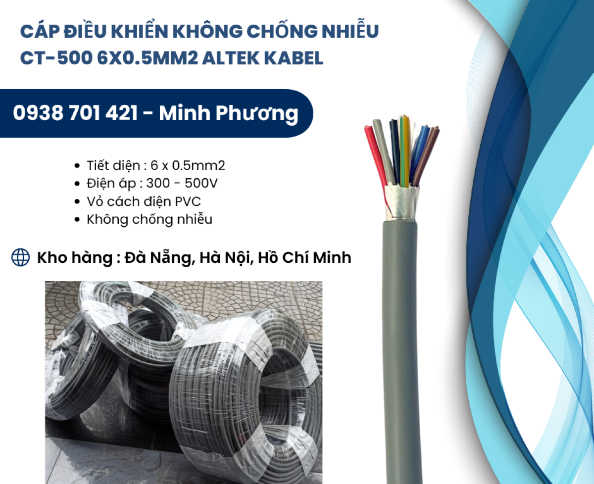 Dây cáp điện không chống nhiễu CT-500 6x0.5mm2 Altek Kabel hỗ trợ giao toàn quốc