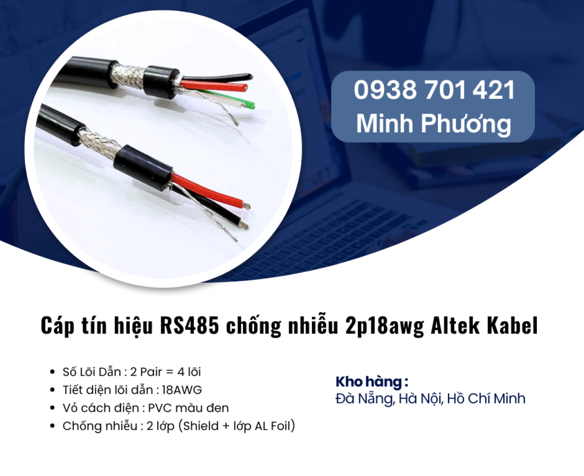 Cáp tín hiệu RS485 chống nhiễu 2p18awg Altek Kabel tại Đà Nẵng, Quảng Ngãi, Bình Định